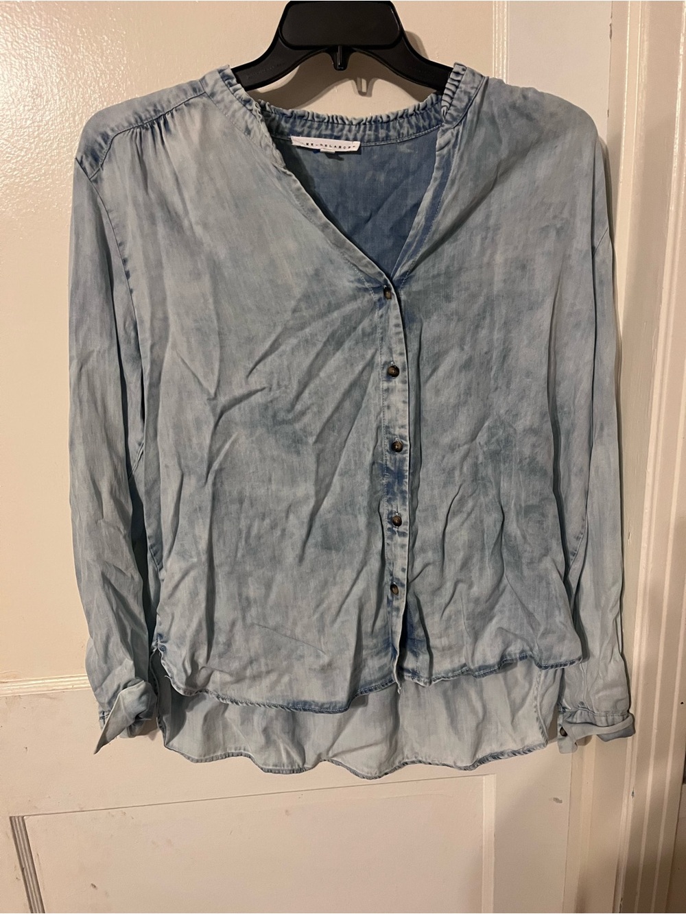 Jane and Delancey Pale Blue Washed Button-Down Blouse